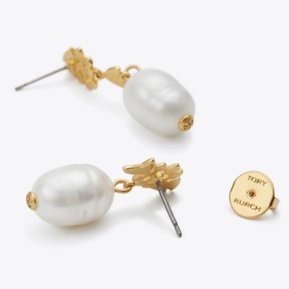 NEW Tory Burch Fish & Pearl Mismatched Drop Earrings - Picture 3 of 8